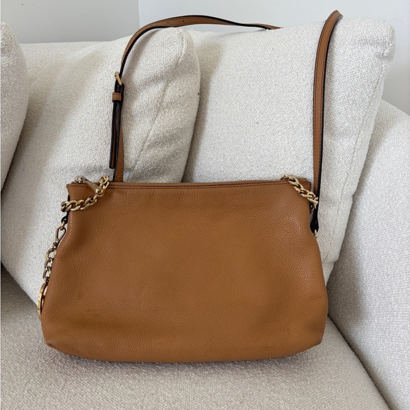 Michael Kors jet set chain pebble cognac tan leather messenger Crossbody purse - Picture 10 of 11